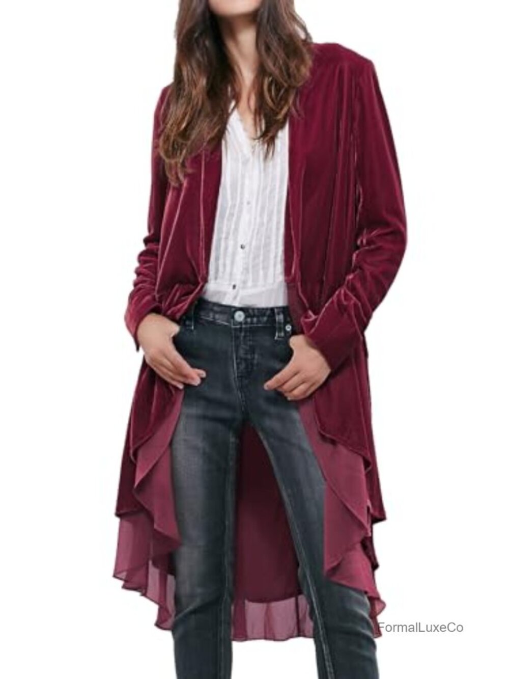 Women's Velvet Long Sleeve Blazer Coat Casual Jacket Cardigan